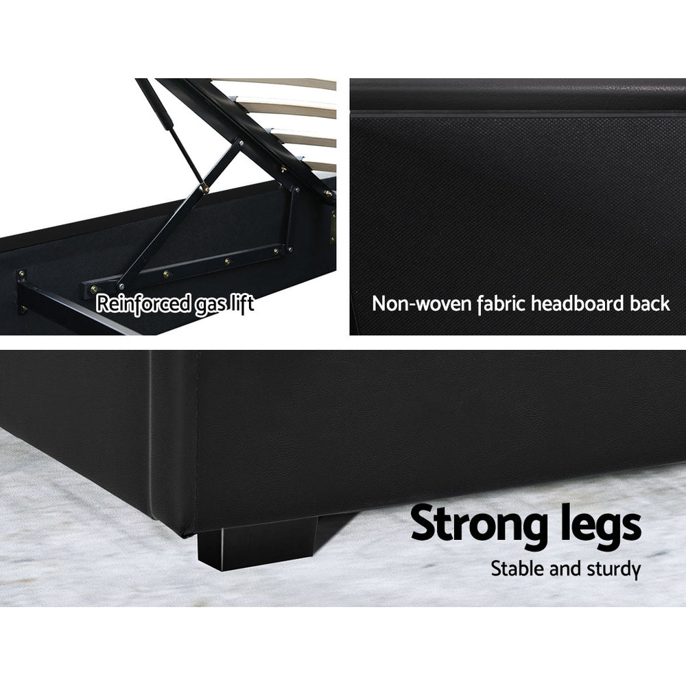 Cole Queen Bed Frame LED Gas Lift Black