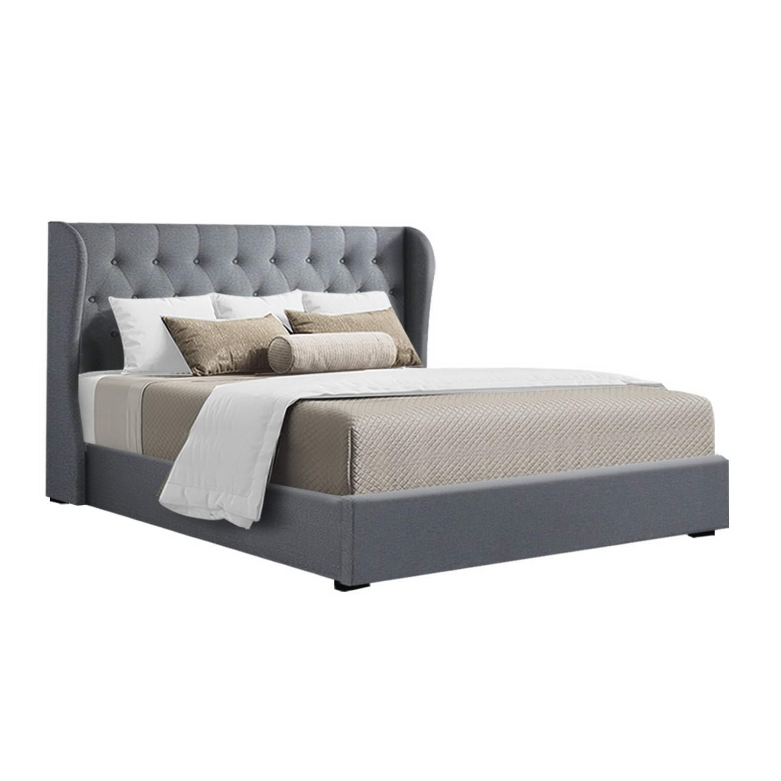 ISSA Queen Bed Frame Gas Lift Storage Grey