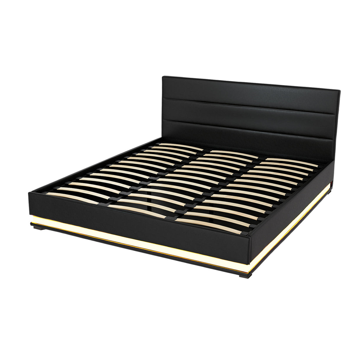 Lumi King Size Gas Lift Bed Frame with LED Lighting Black