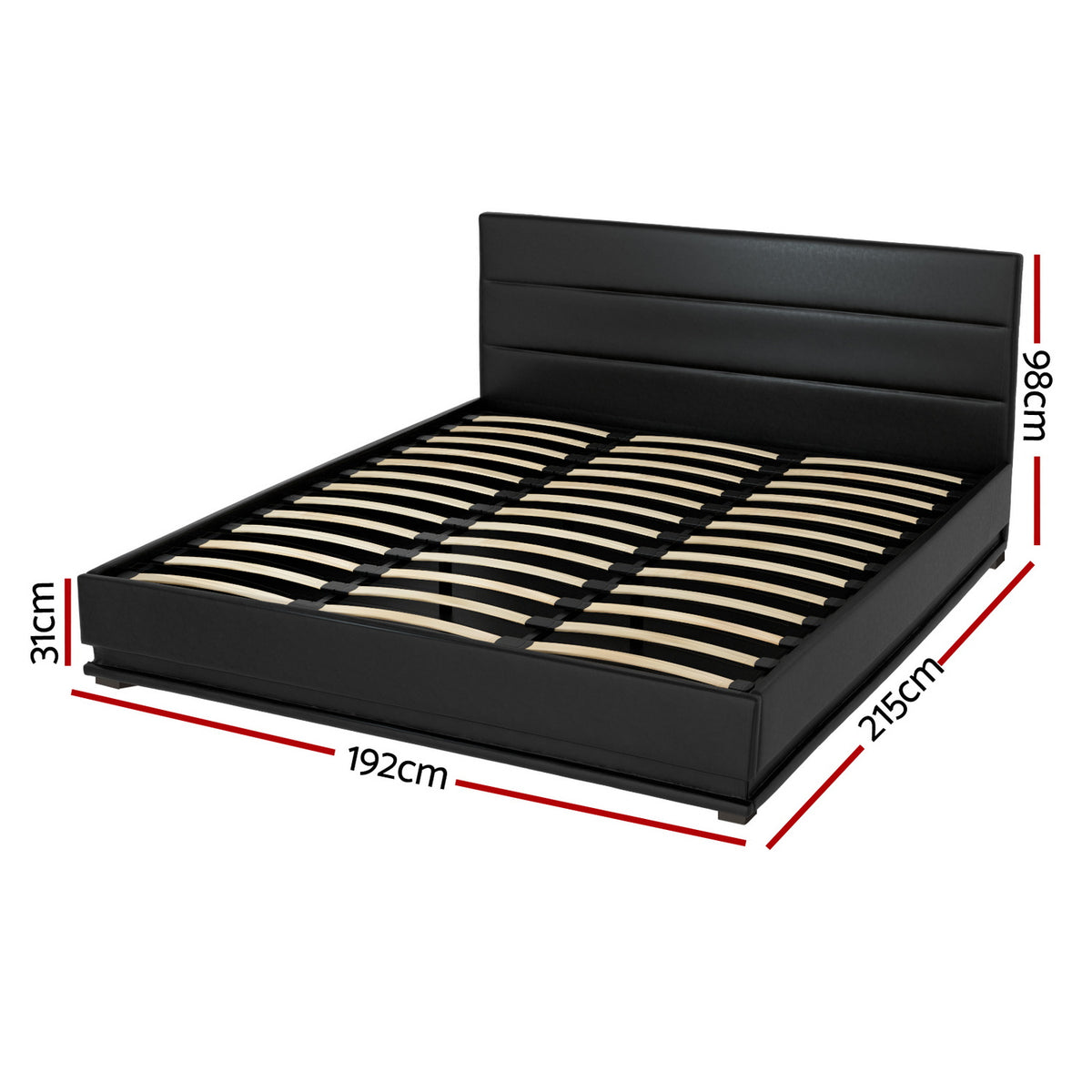 Lumi King Size Gas Lift Bed Frame with LED Lighting Black