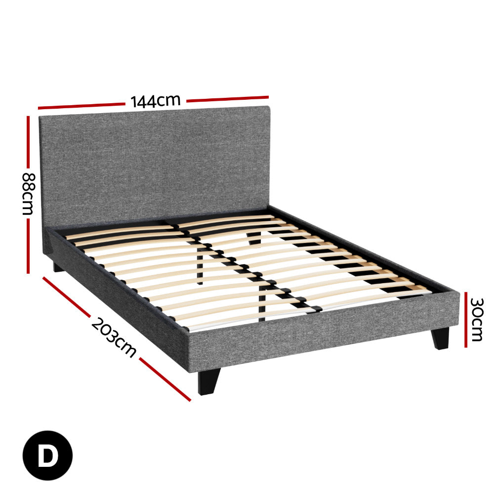 Neo Double Bed Frame Grey Upholstered