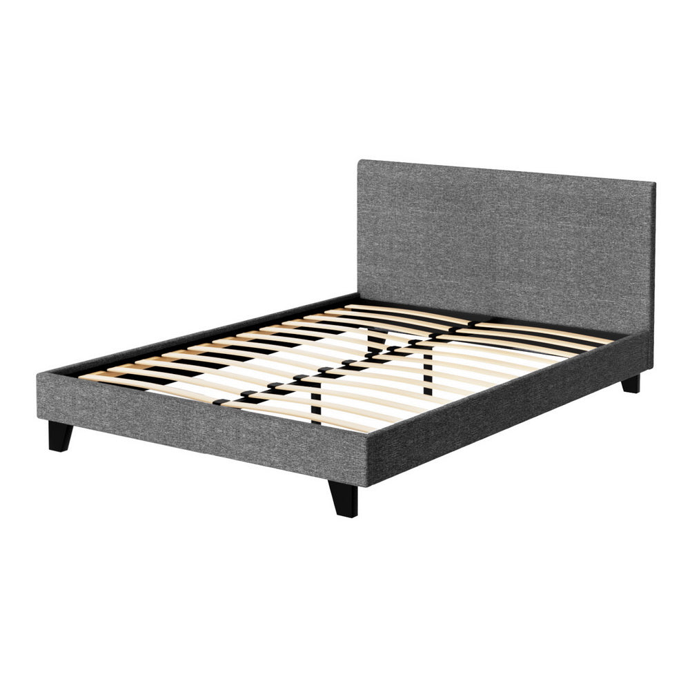 Neo Double Bed Frame Grey Upholstered