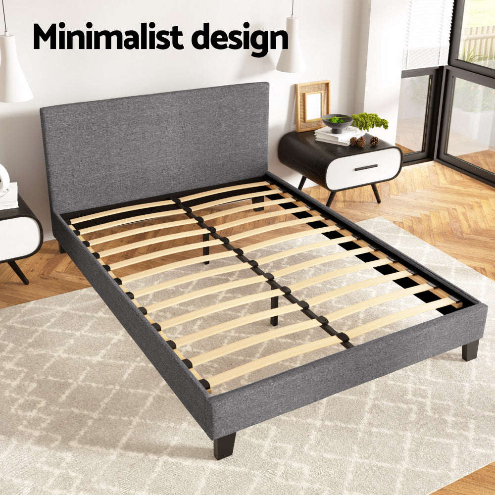 Neo Double Bed Frame Grey Upholstered