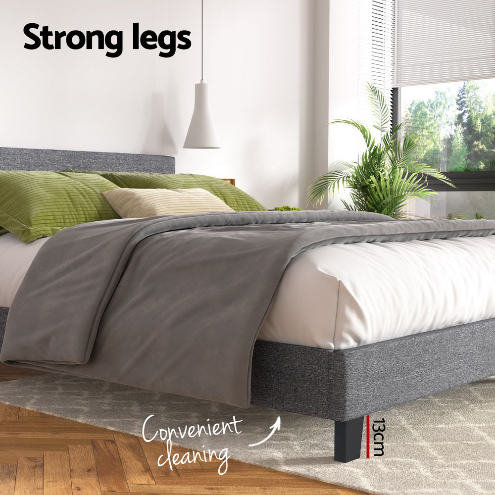 Neo Double Bed Frame Grey Upholstered