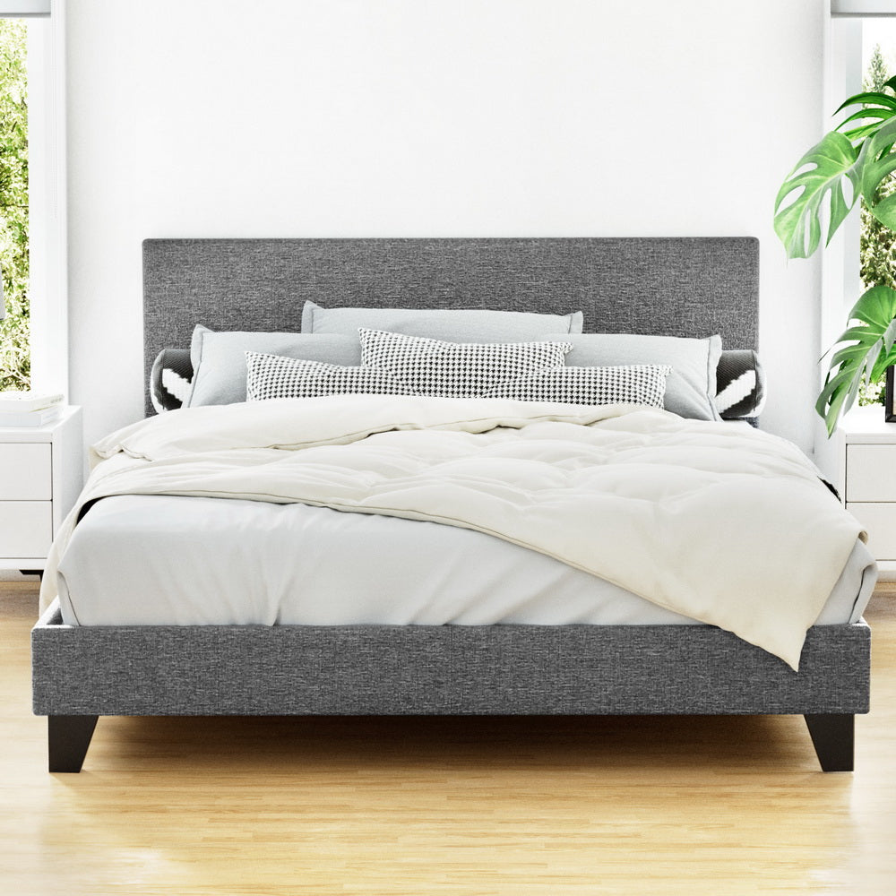 Neo Double Bed Frame Grey Upholstered