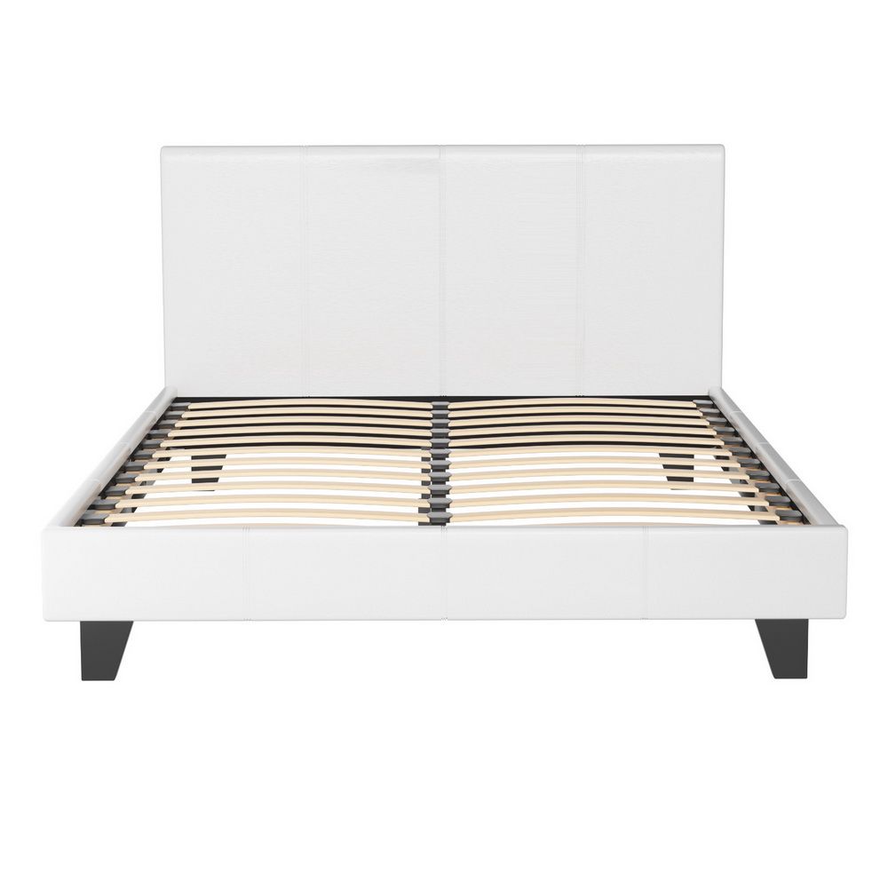 Neo Upholstered PVC Leather Bed Frame Double Size White