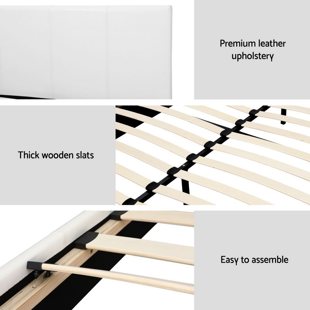Neo Upholstered PVC Leather Bed Frame Double Size White
