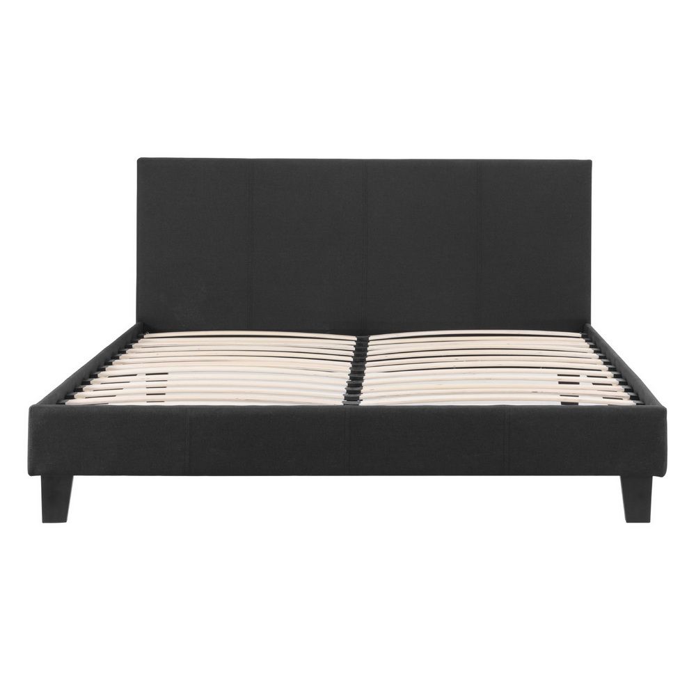 Neo Queen Upholstered Bed Frame with Padded Bedhead Charcoal
