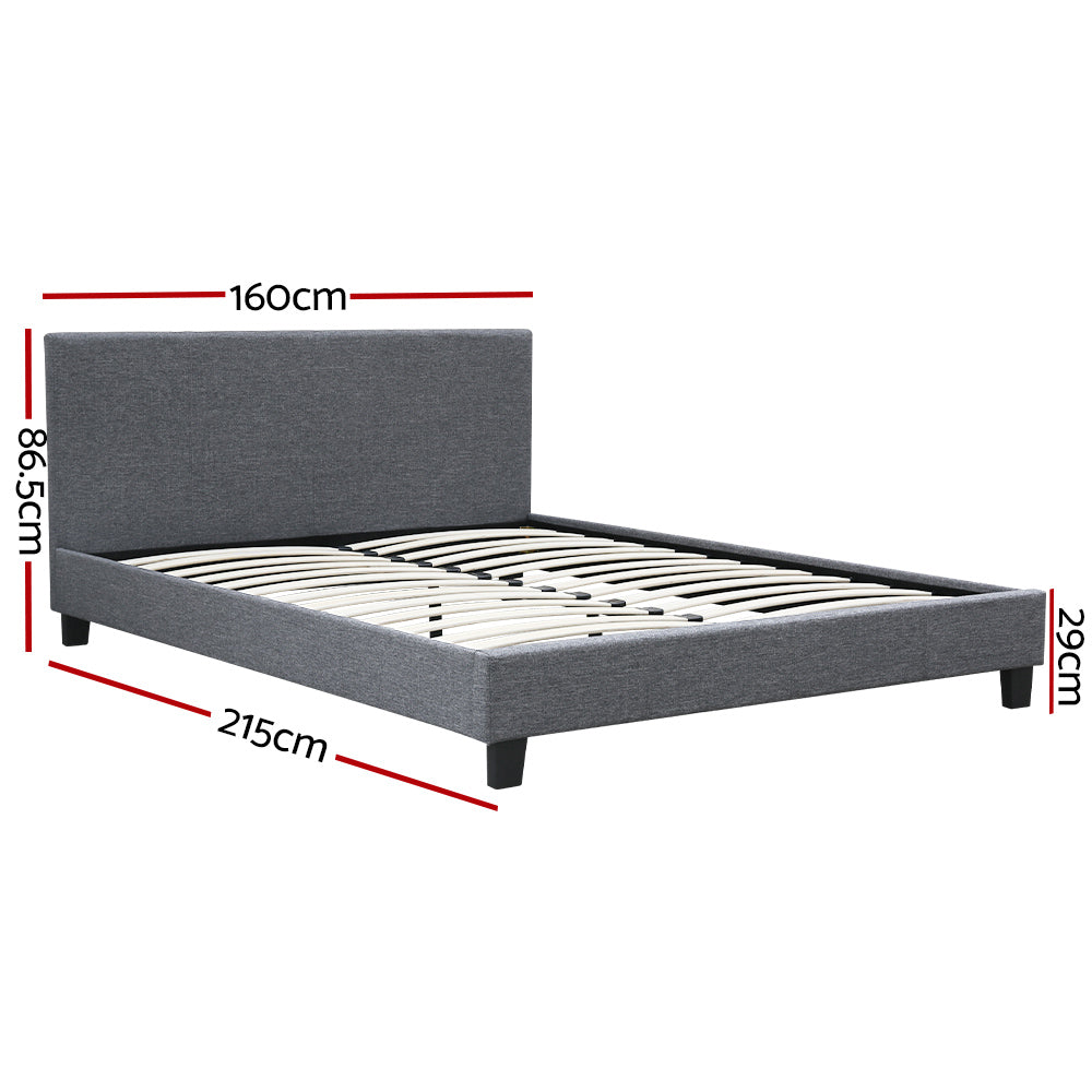 Queen Size Upholstered Bed Frame with Foam Padding - Artiss