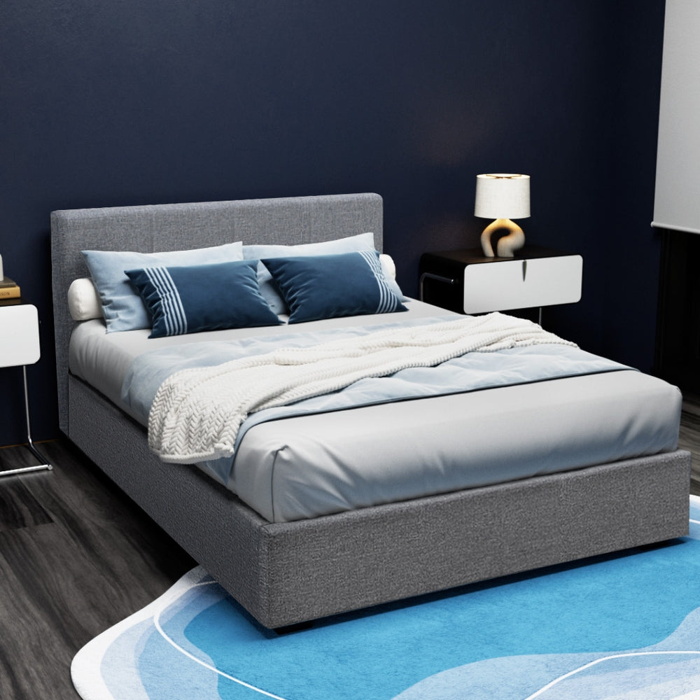Nino Double Bed Frame Gas Lift Storage Grey