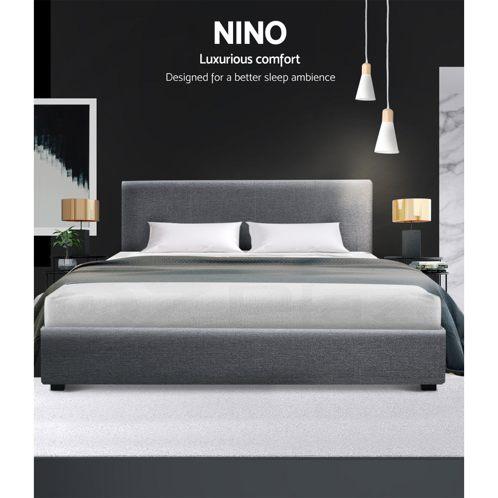 Nino Double Bed Frame Gas Lift Storage Grey