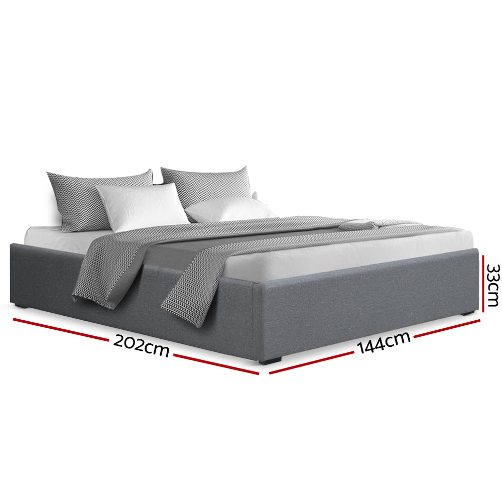 Toki Double Bed Frame Gas Lift Base Grey