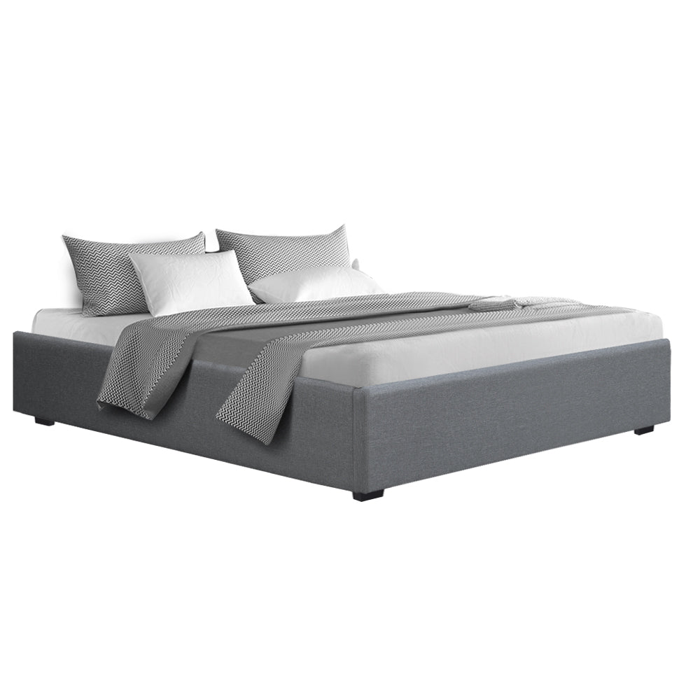 Toki King Bed Frame Gas Lift Base Grey