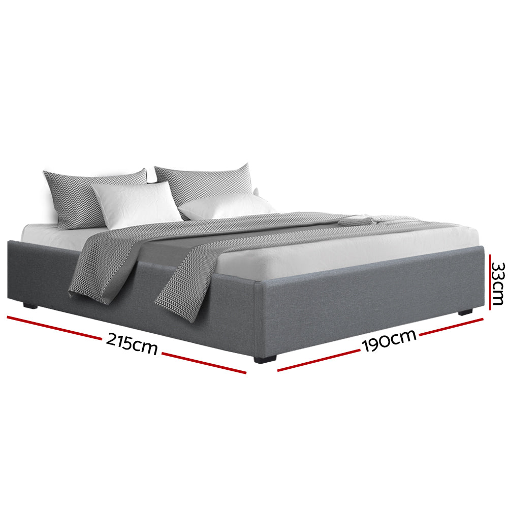 Toki King Bed Frame Gas Lift Base Grey
