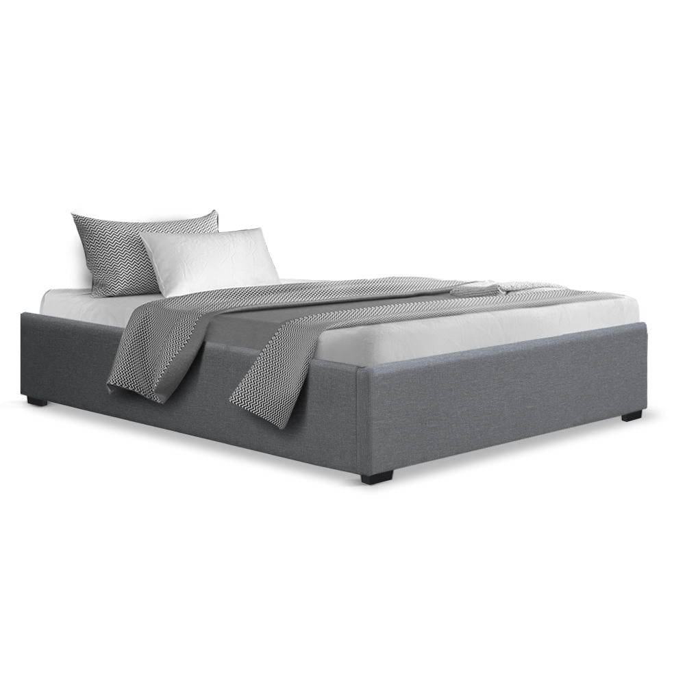 Toki King Single Bed Frame Gas Lift Storage Grey