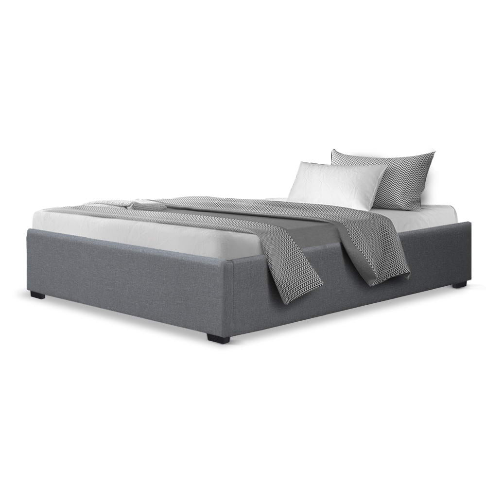 Toki King Single Bed Frame Gas Lift Storage Grey