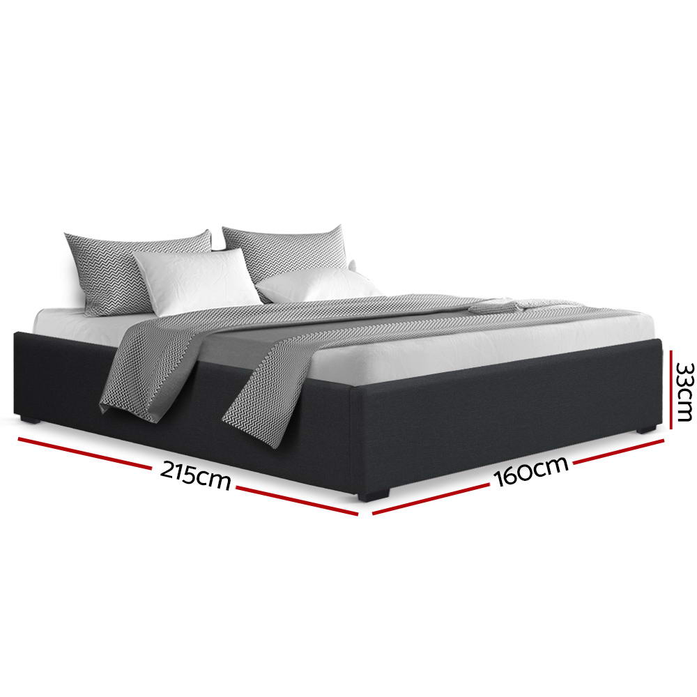 Toki Queen Bed Frame Gas Lift Storage Charcoal