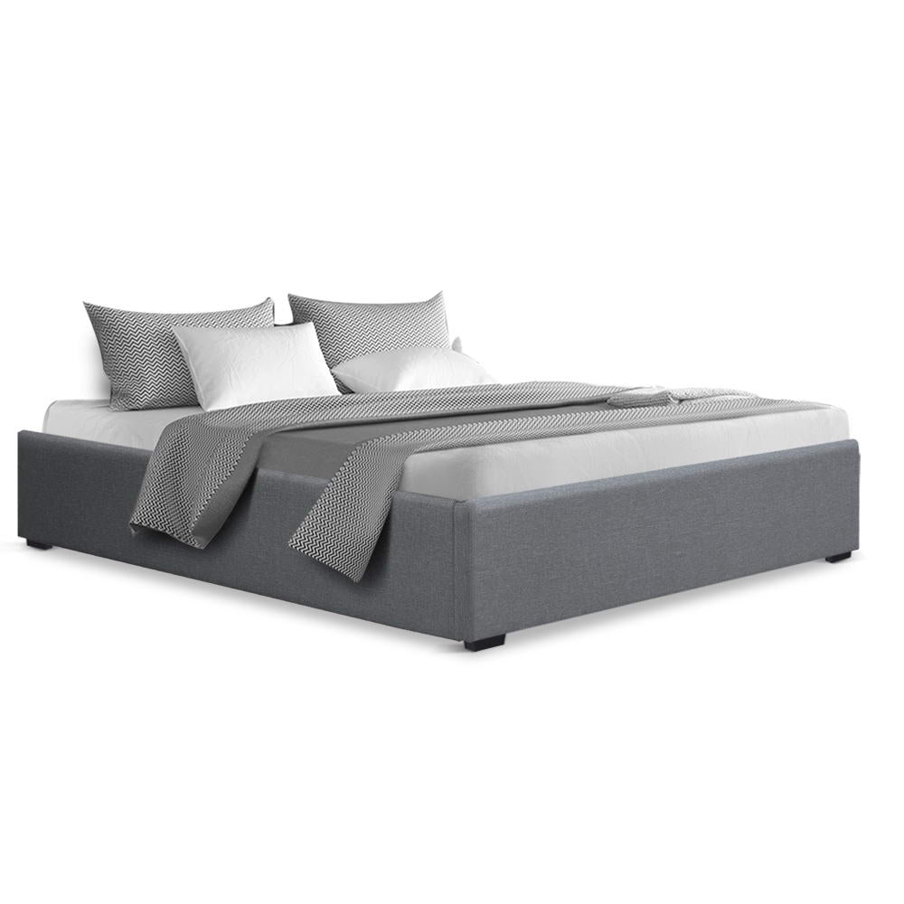 Toki Queen Bed Frame Gas Lift Storage Grey
