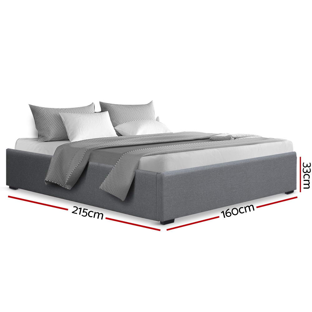 Toki Queen Bed Frame Gas Lift Storage Grey