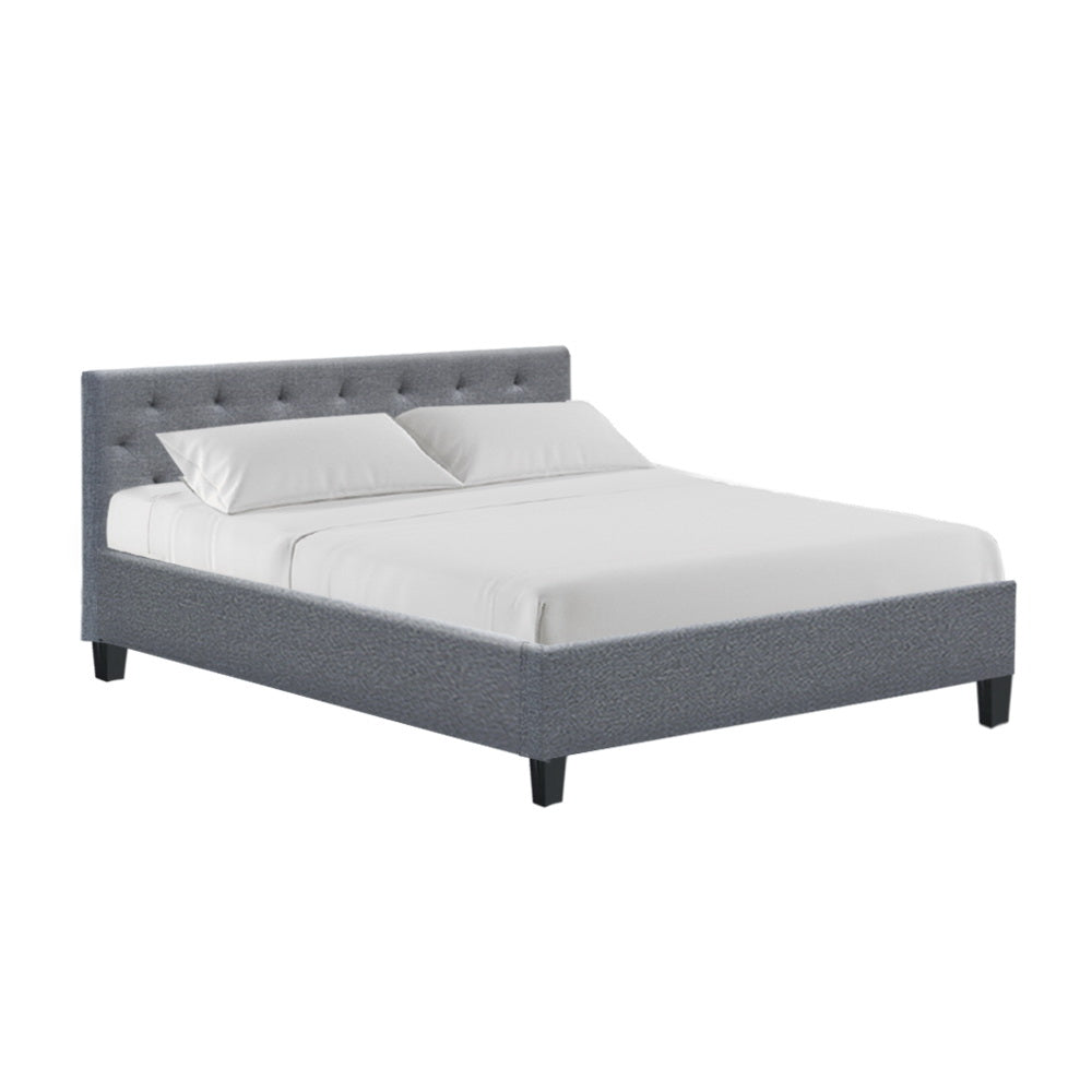 Upholstered Queen Bed Frame w/ Metal Legs & Foam - Artiss