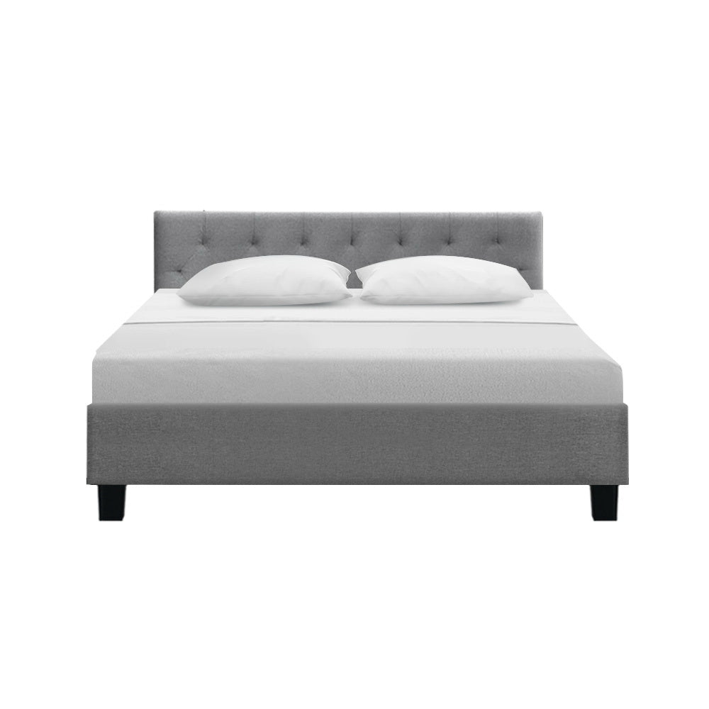 Upholstered Queen Bed Frame w/ Metal Legs & Foam - Artiss