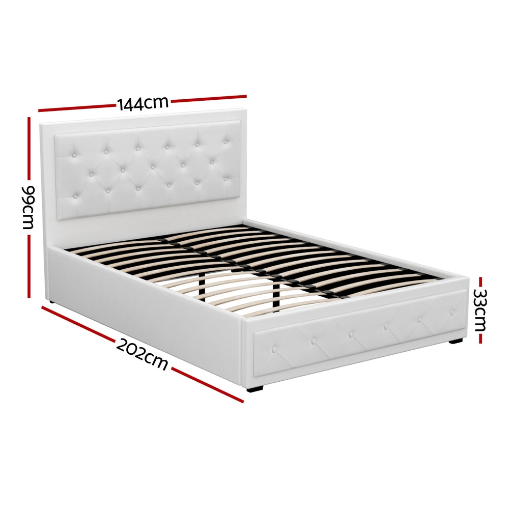 Tiyo Double Bed Frame Gas Lift White