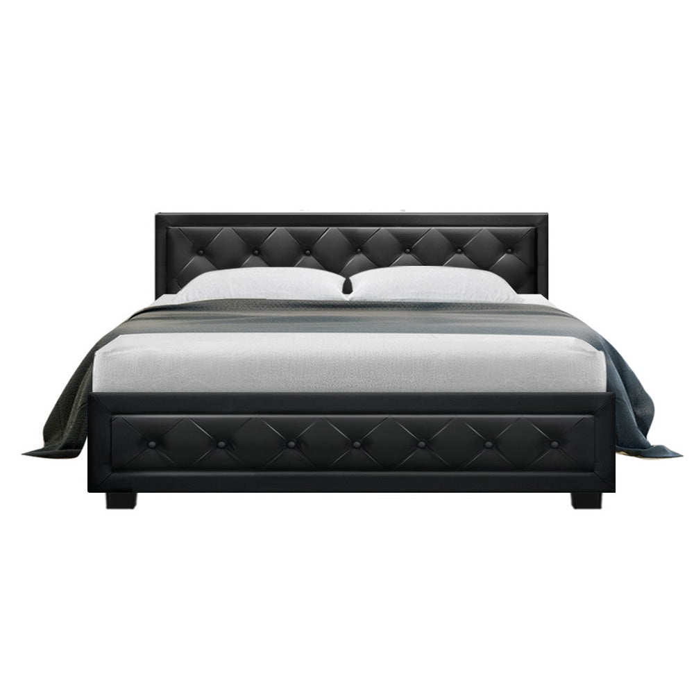 Tiyo Queen Bed Frame Gas Lift Storage Black