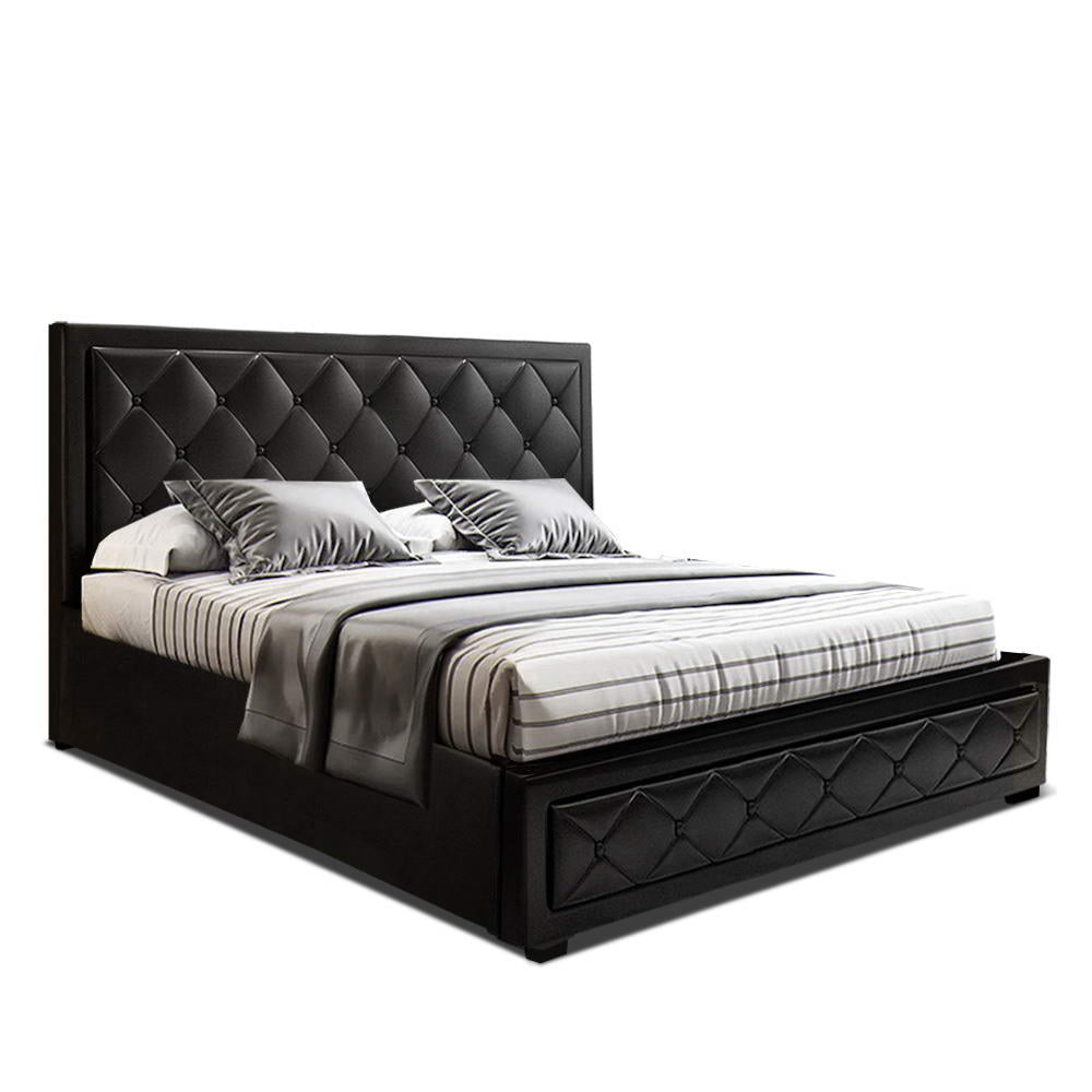 Tiyo King Bed Frame Gas Lift Storage Black