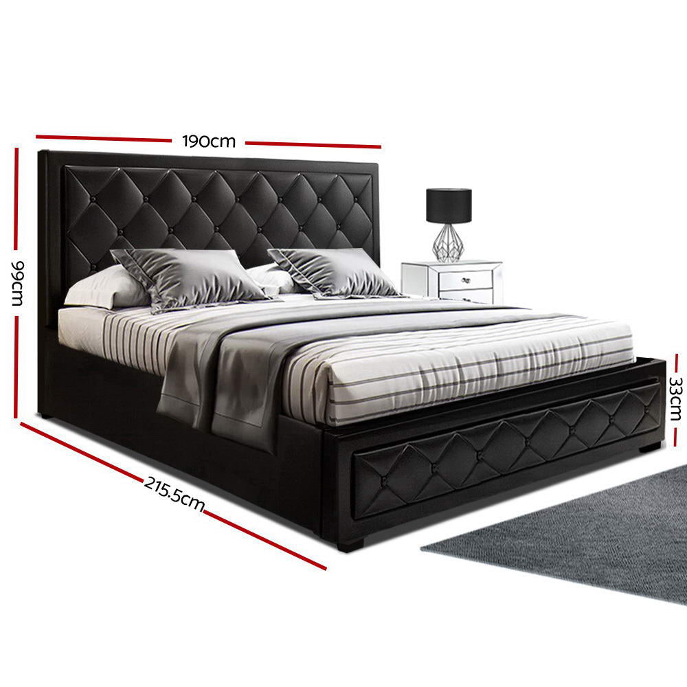 Tiyo King Bed Frame Gas Lift Storage Black