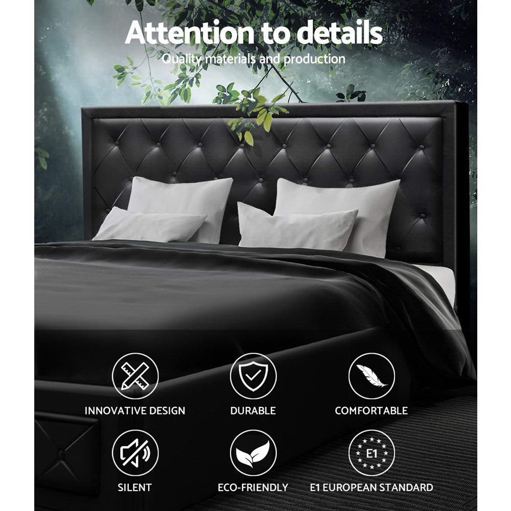 Tiyo King Bed Frame Gas Lift Storage Black