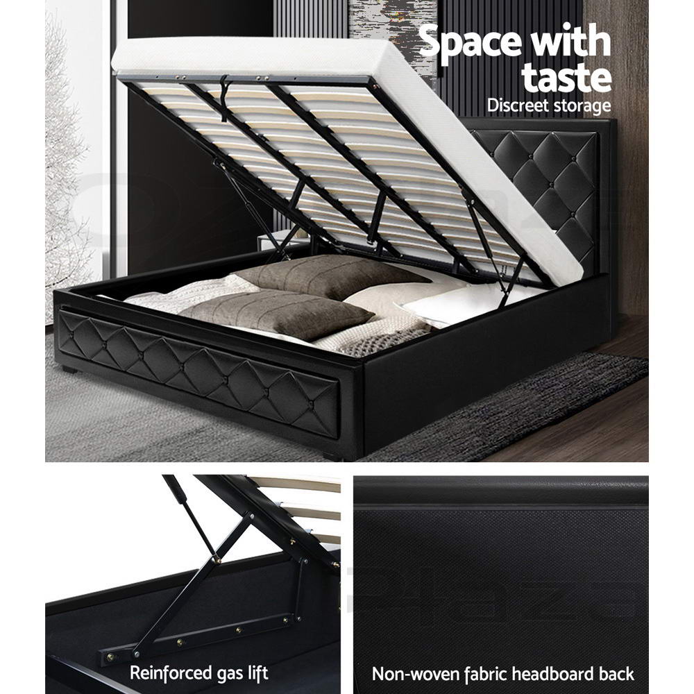 Tiyo King Bed Frame Gas Lift Storage Black