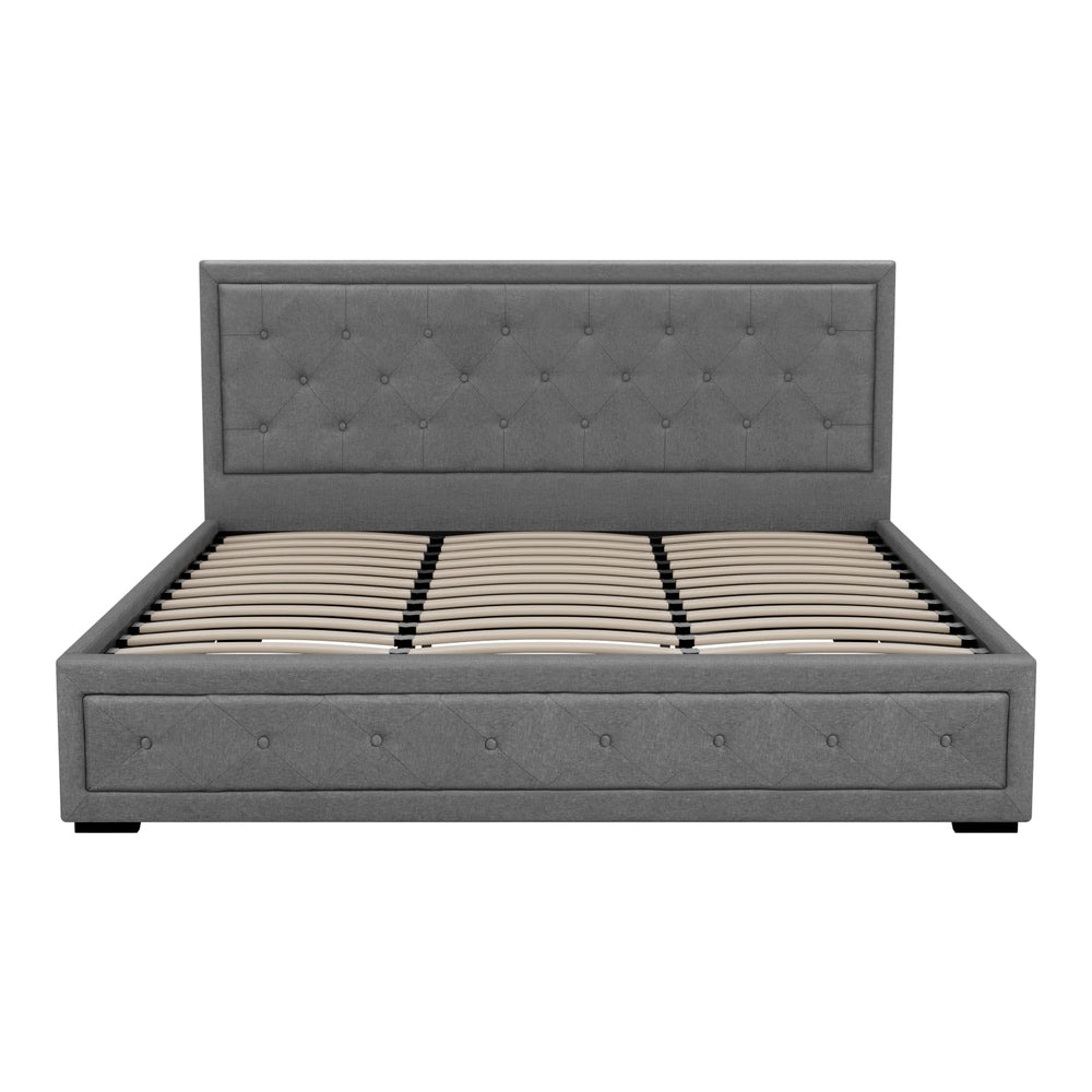 Tiyo King Bed Frame Gas Lift Storage Grey