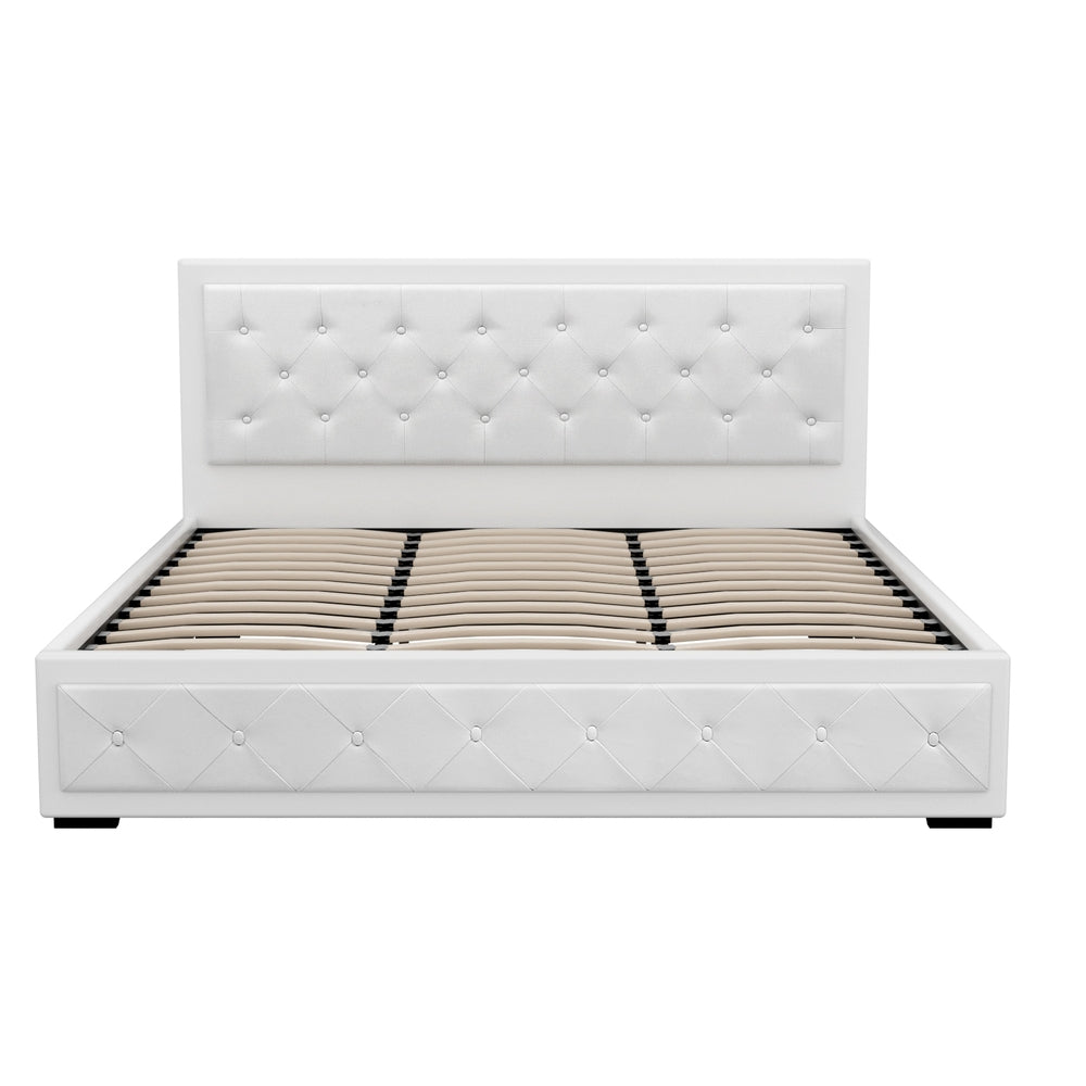 Tiyo King Bed Frame Gas Lift Storage White
