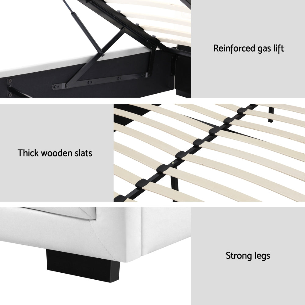 Tiyo King Bed Frame Gas Lift Storage White
