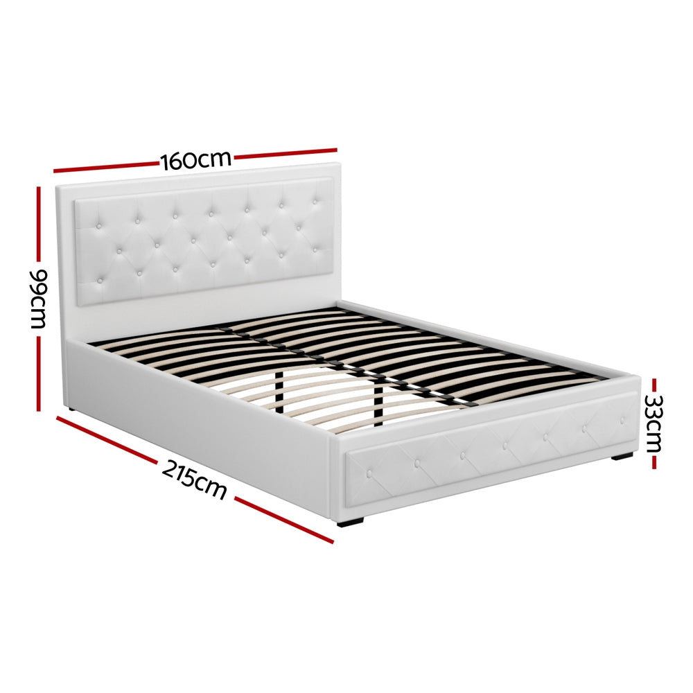 Tiyo Queen Bed Frame Gas Lift White