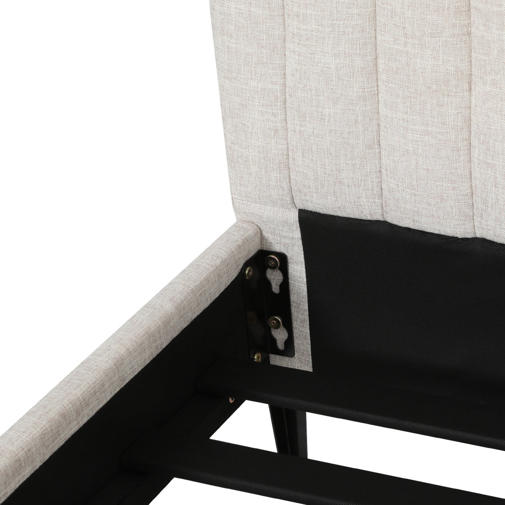 AMMY King Bed Frame Faux Linen Upholstered Beige