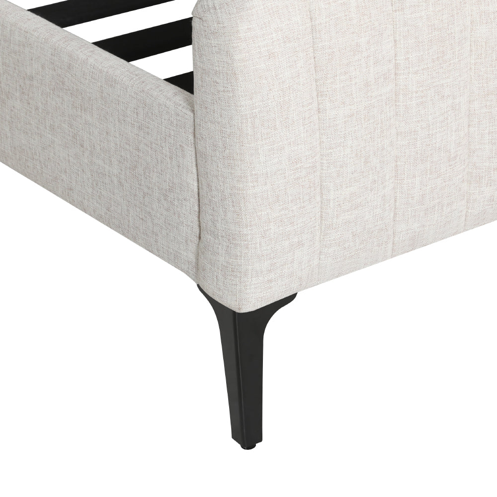 AMMY King Bed Frame Faux Linen Upholstered Beige