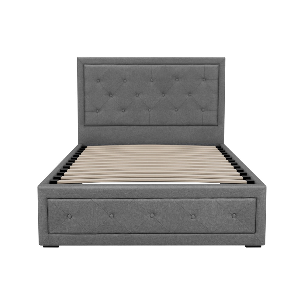 TIYO King Single Bed Frame Gas Lift Storage Wooden Grey