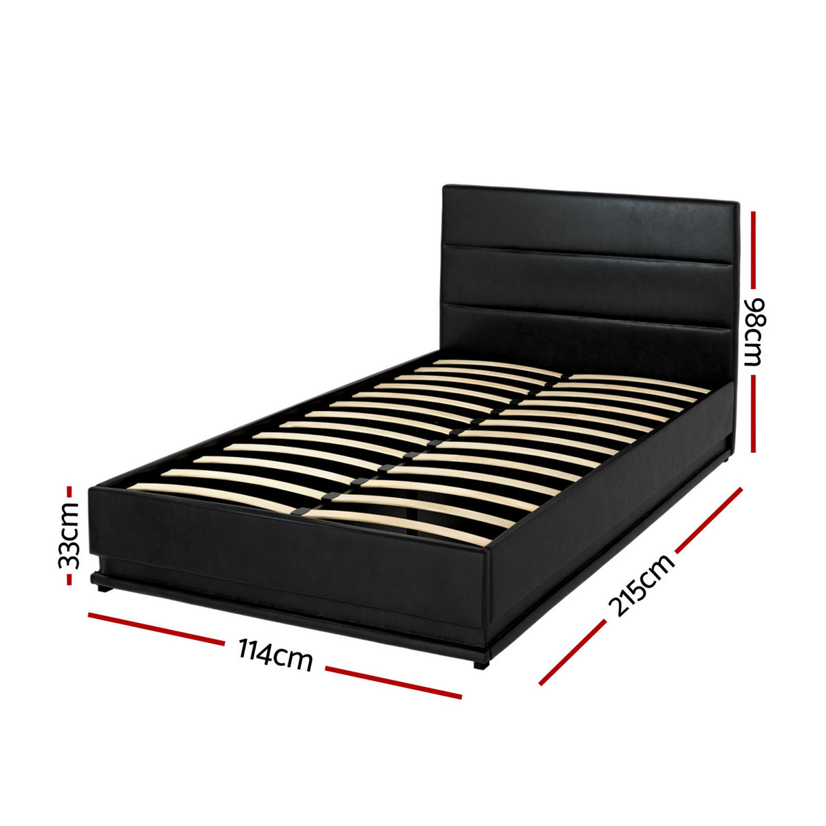 Lumi King Single Gas Lift Bed Frame with LED Black