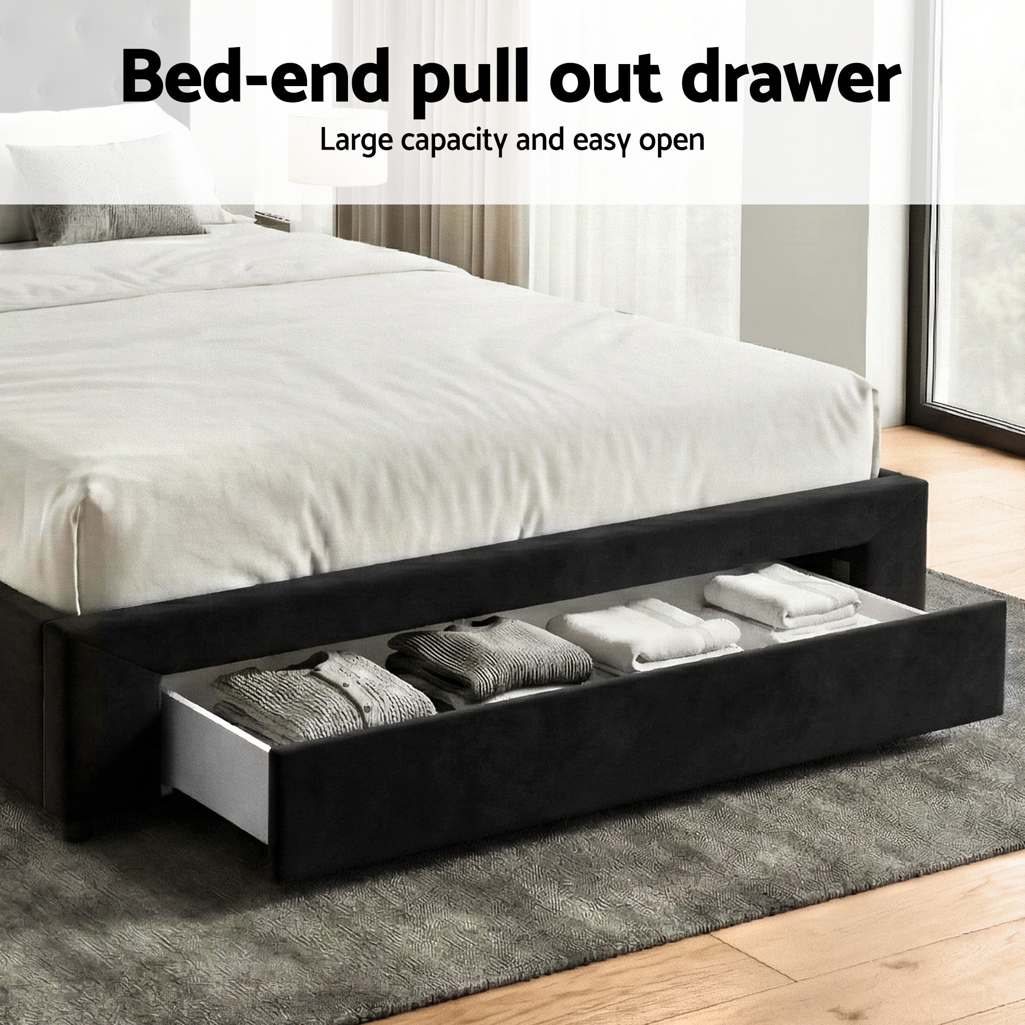 Artiss Double Bed Frame Storage Charging Station Upholstered 3 Drawers USB Type-C