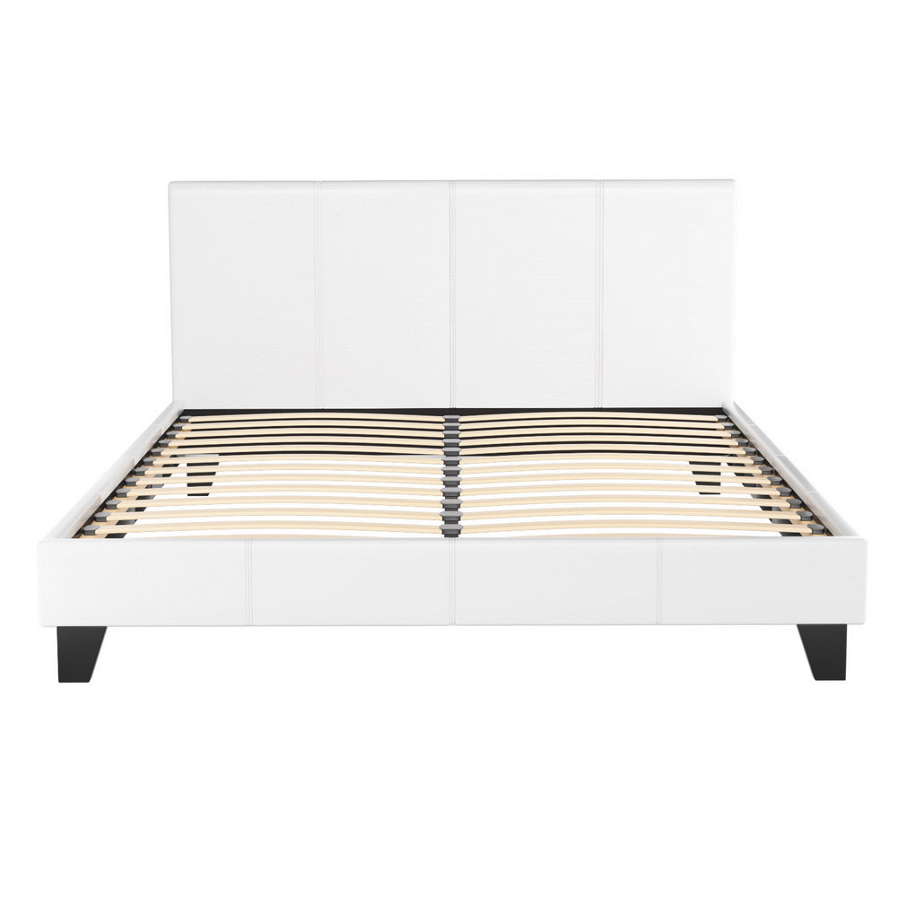 Neo Queen Bed Frame PVC Leather White