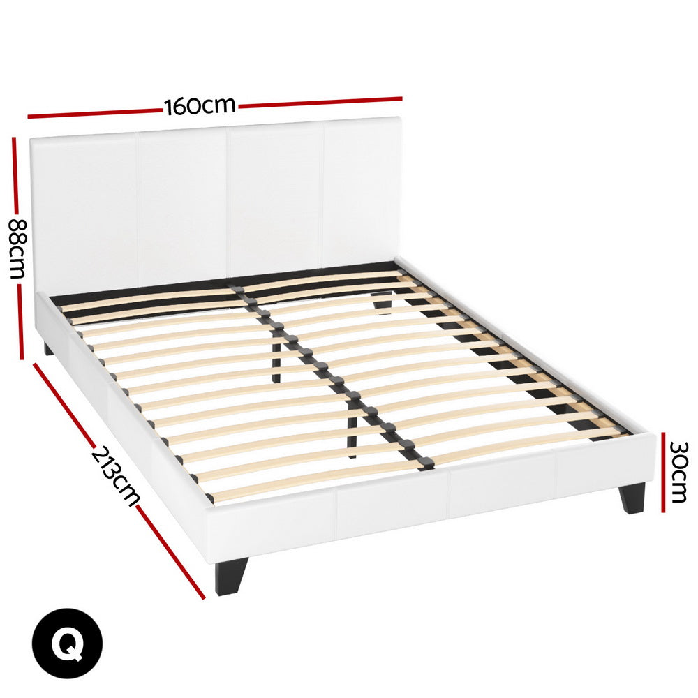 Neo Queen Bed Frame PVC Leather White