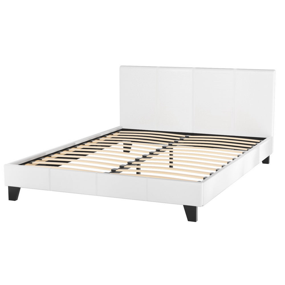 Neo Queen Bed Frame PVC Leather White