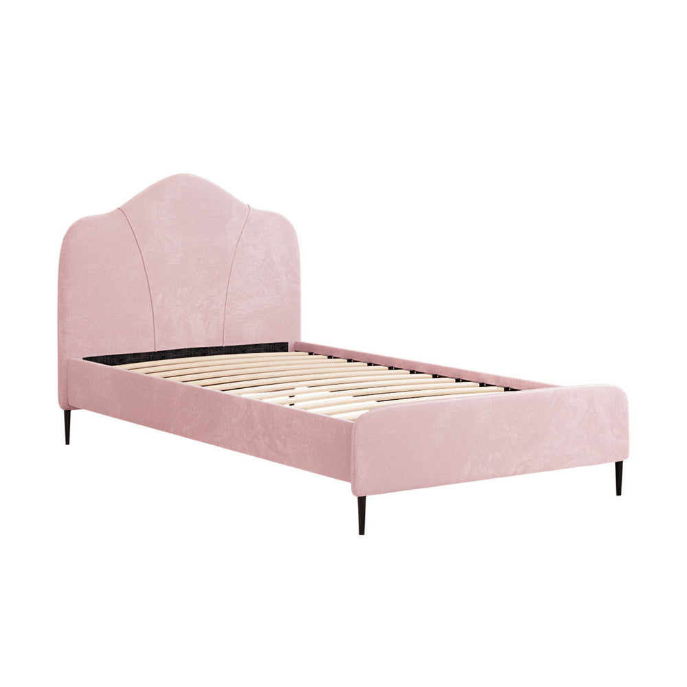 OLAN King Single Bed Frame Velvet Pink