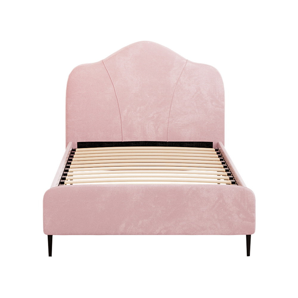 OLAN King Single Bed Frame Velvet Pink