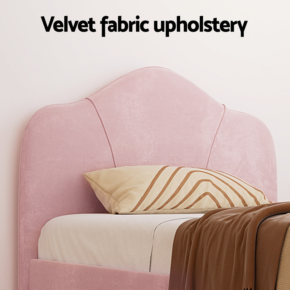 OLAN King Single Bed Frame Velvet Pink