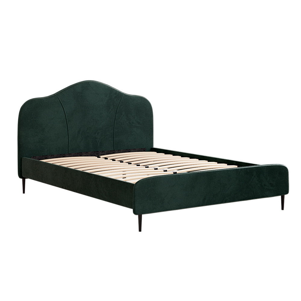 OLAN Queen Bed Frame Velvet Dark Green