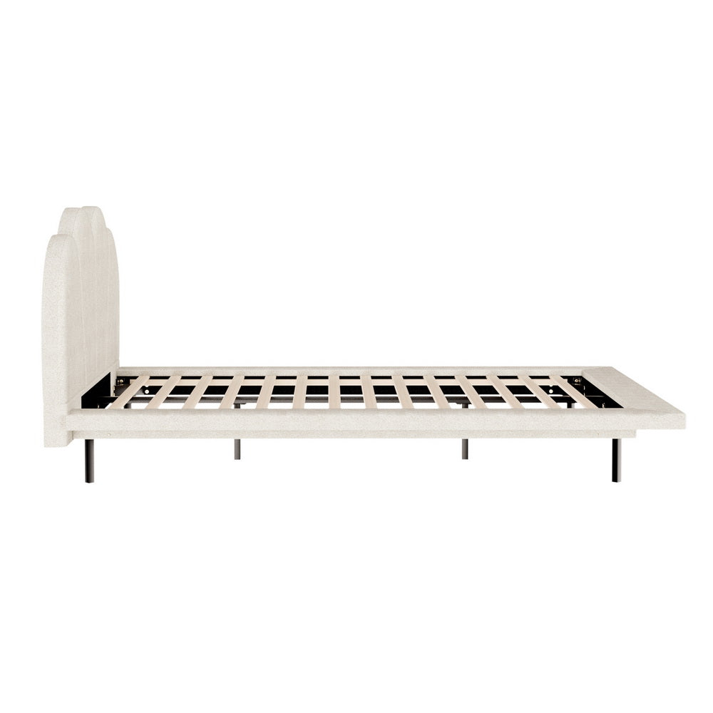 SASA Queen Bed Frame Boucle Beige LED