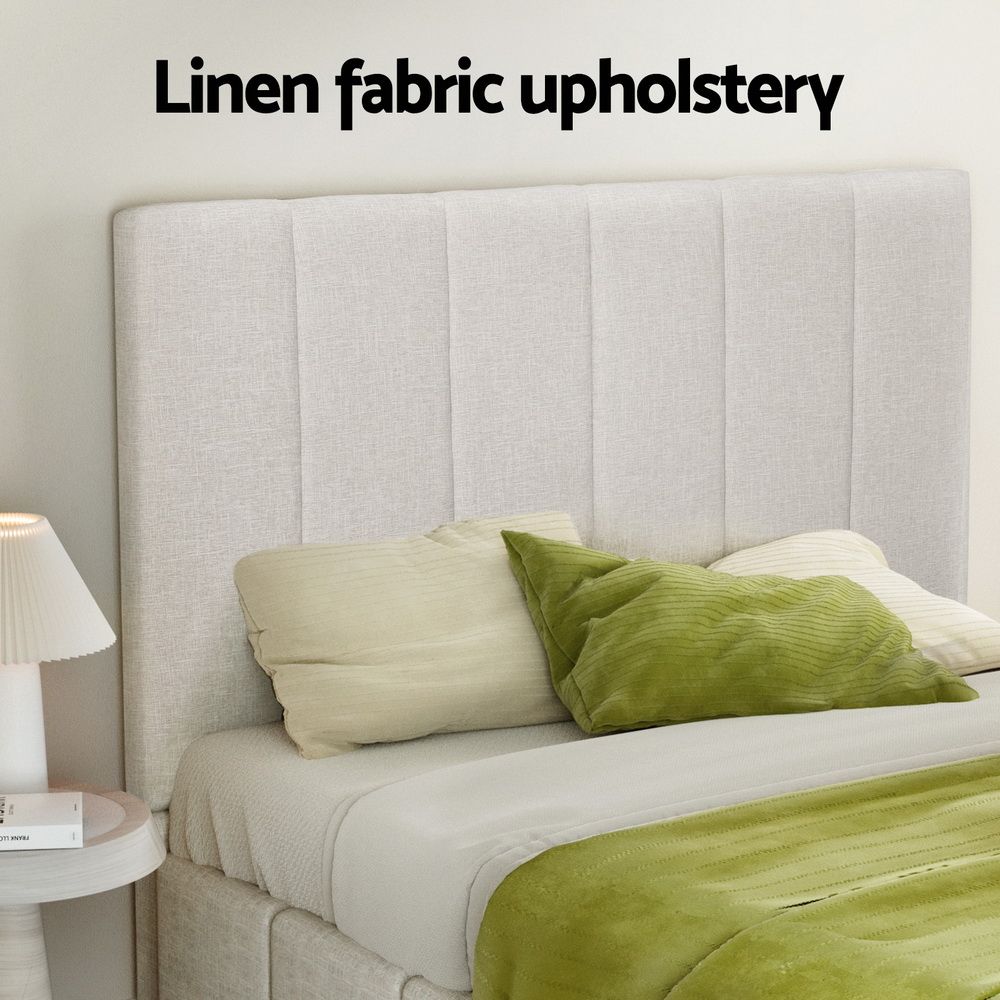 Tette Double Upholstered Gas Lift Bed Frame Beige