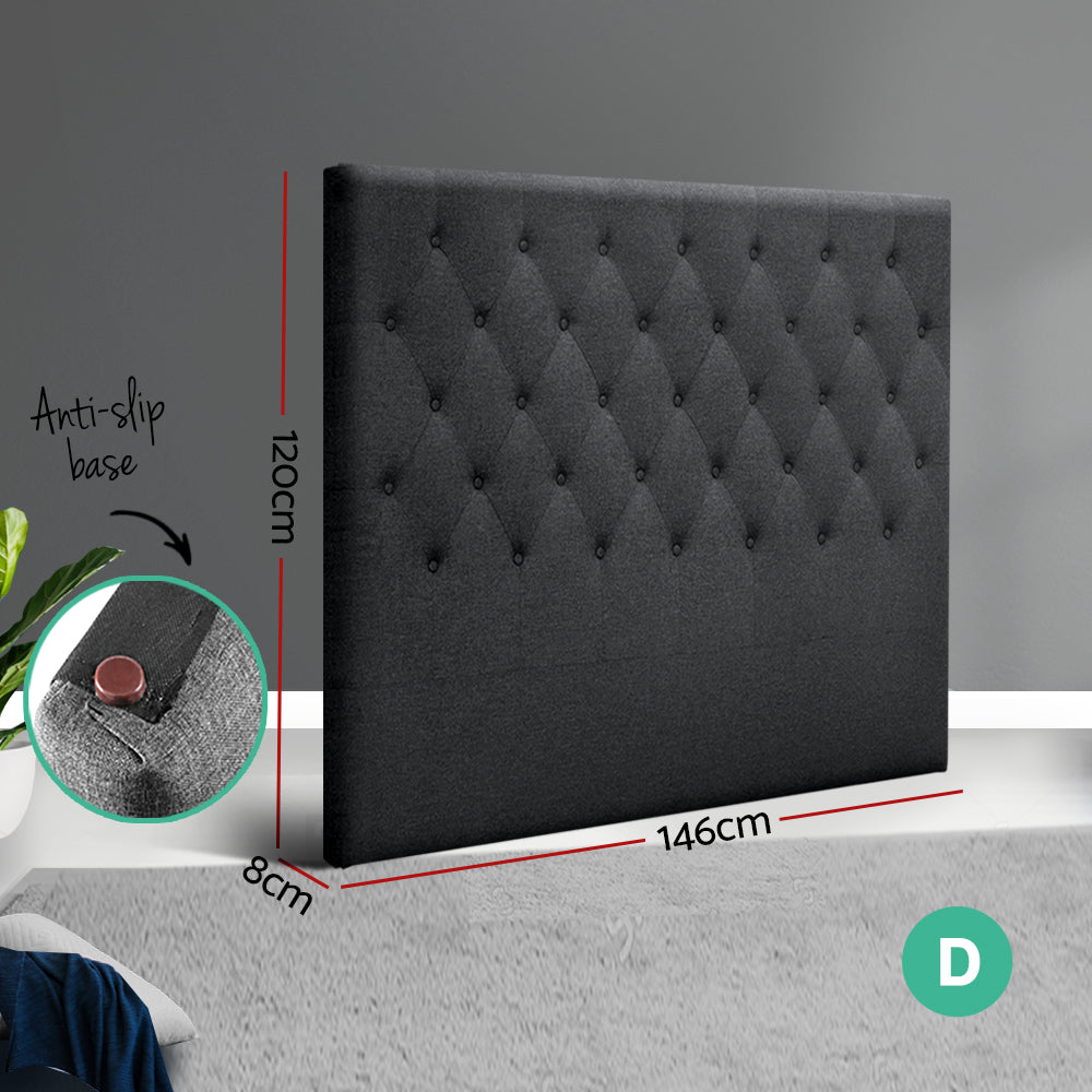 Cappi Double Bed Headboard Fabric Charcoal